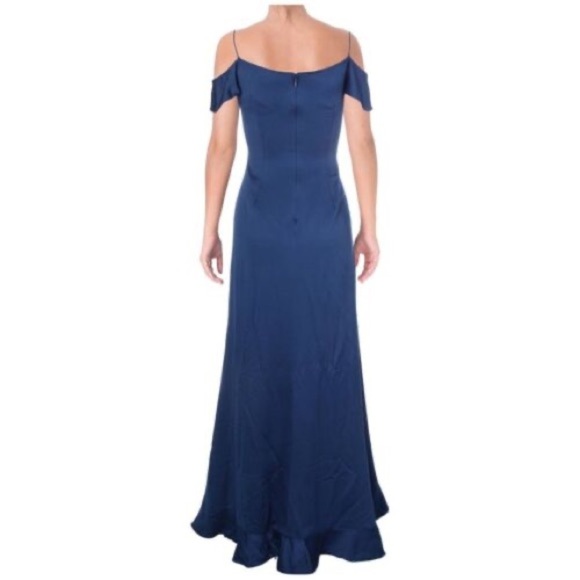 Aidan Mattox navy blue satin evening gown / prom dress size 4 - Picture 4 of 15